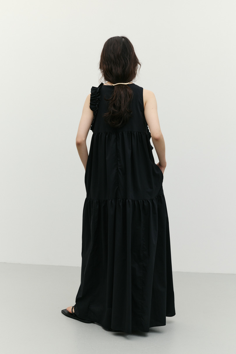 アシンメトリーフリルティアードワンピース 詳細画像 BLK 5