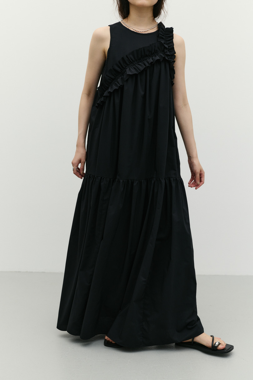アシンメトリーフリルティアードワンピース 詳細画像 BLK 6