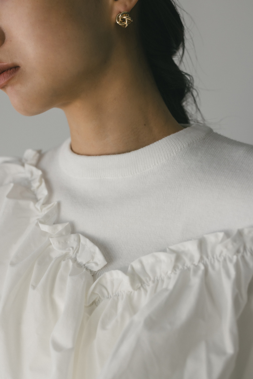 アシンメトリーフリルニットトップ 詳細画像 WHT 5
