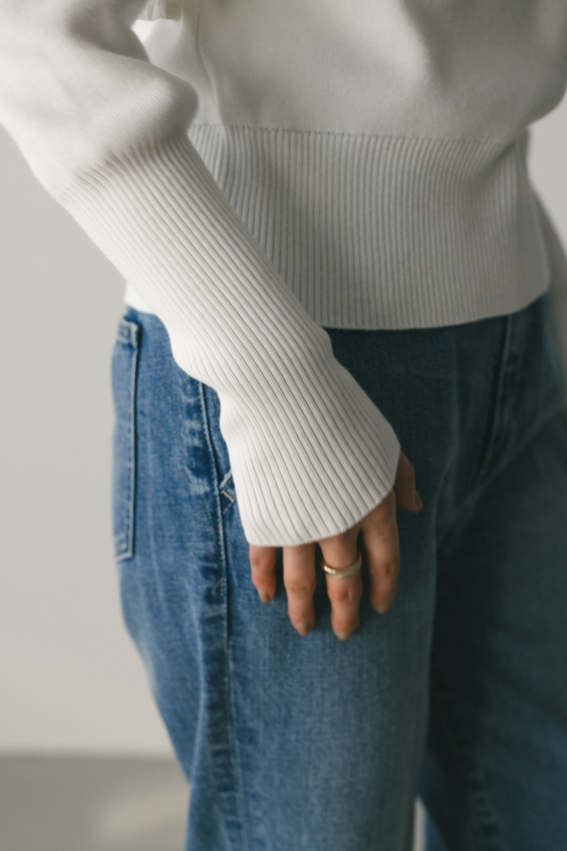 アシンメトリーフリルニットトップ 詳細画像 WHT 8