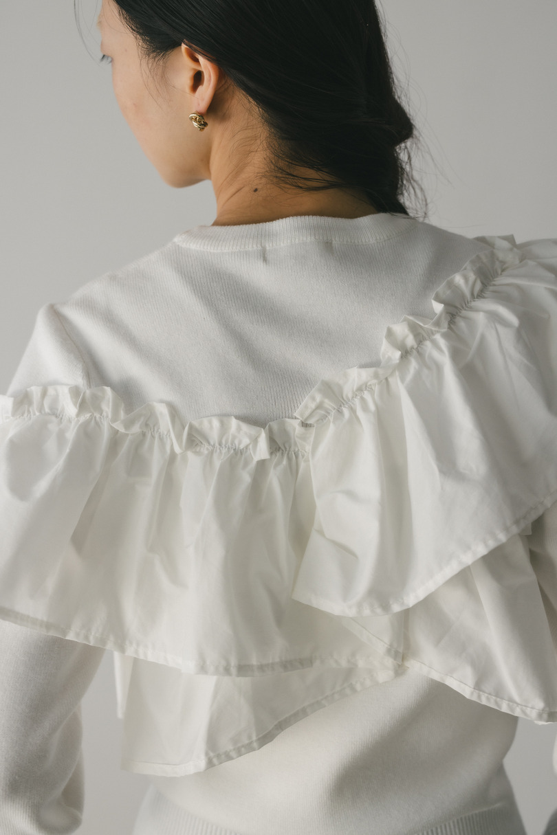 アシンメトリーフリルニットトップ 詳細画像 WHT 9