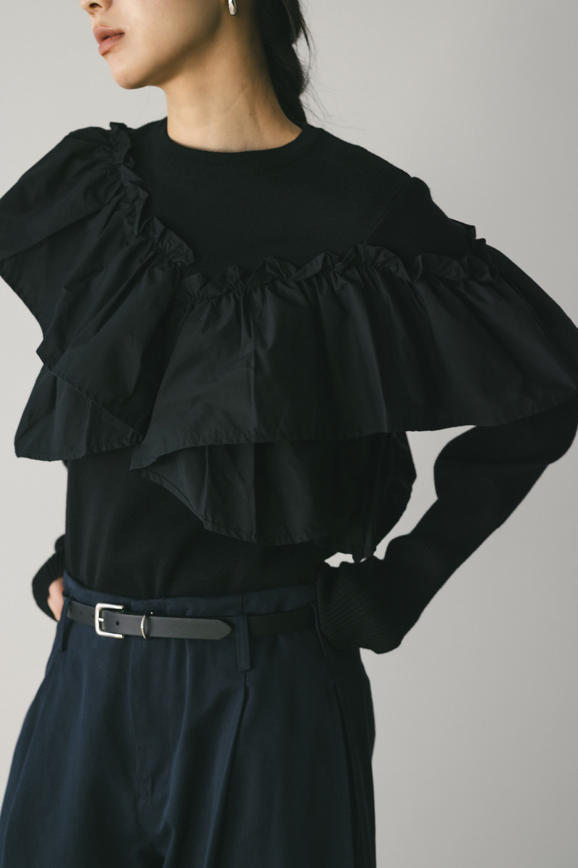 アシンメトリーフリルニットトップ