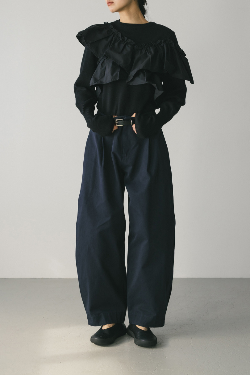 アシンメトリーフリルニットトップ 詳細画像 BLK 3