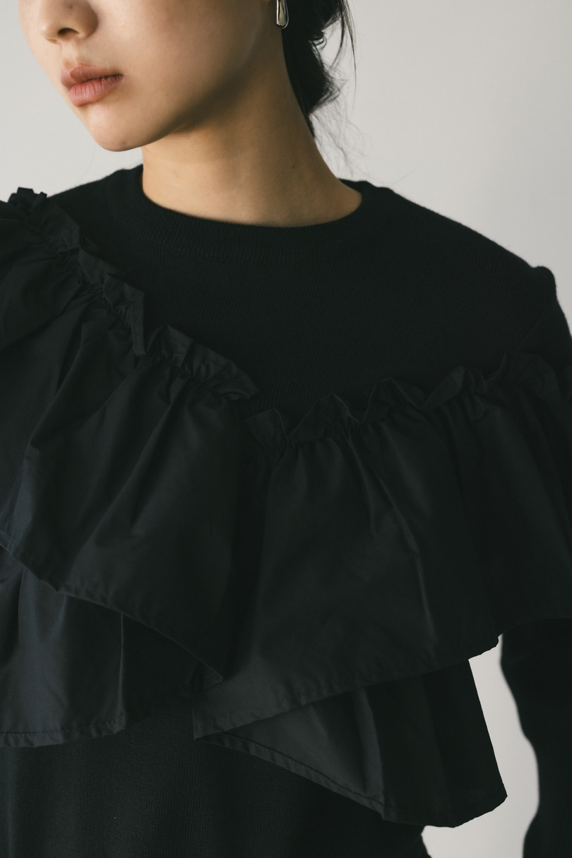 アシンメトリーフリルニットトップ 詳細画像 BLK 5