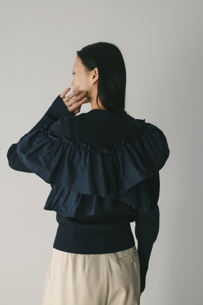 アシンメトリーフリルニットトップ 詳細画像 NVY 4