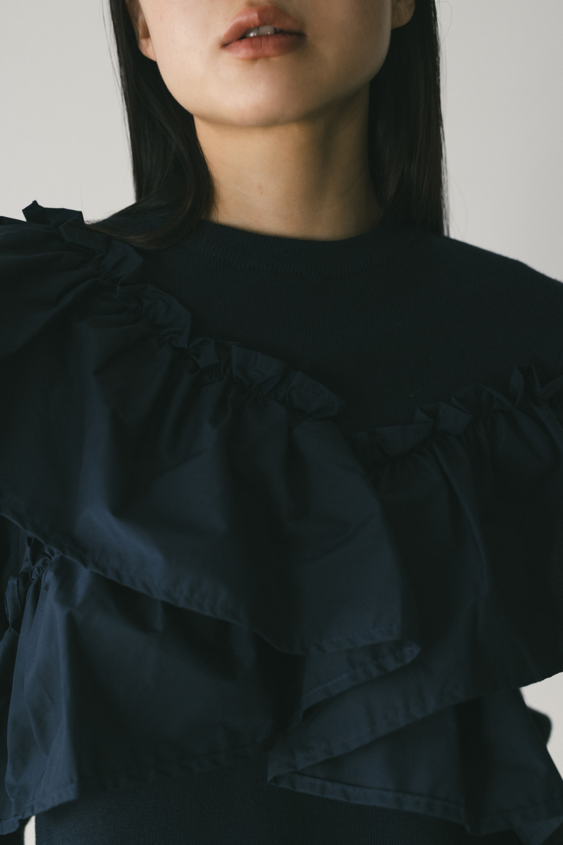 アシンメトリーフリルニットトップ 詳細画像 NVY 5