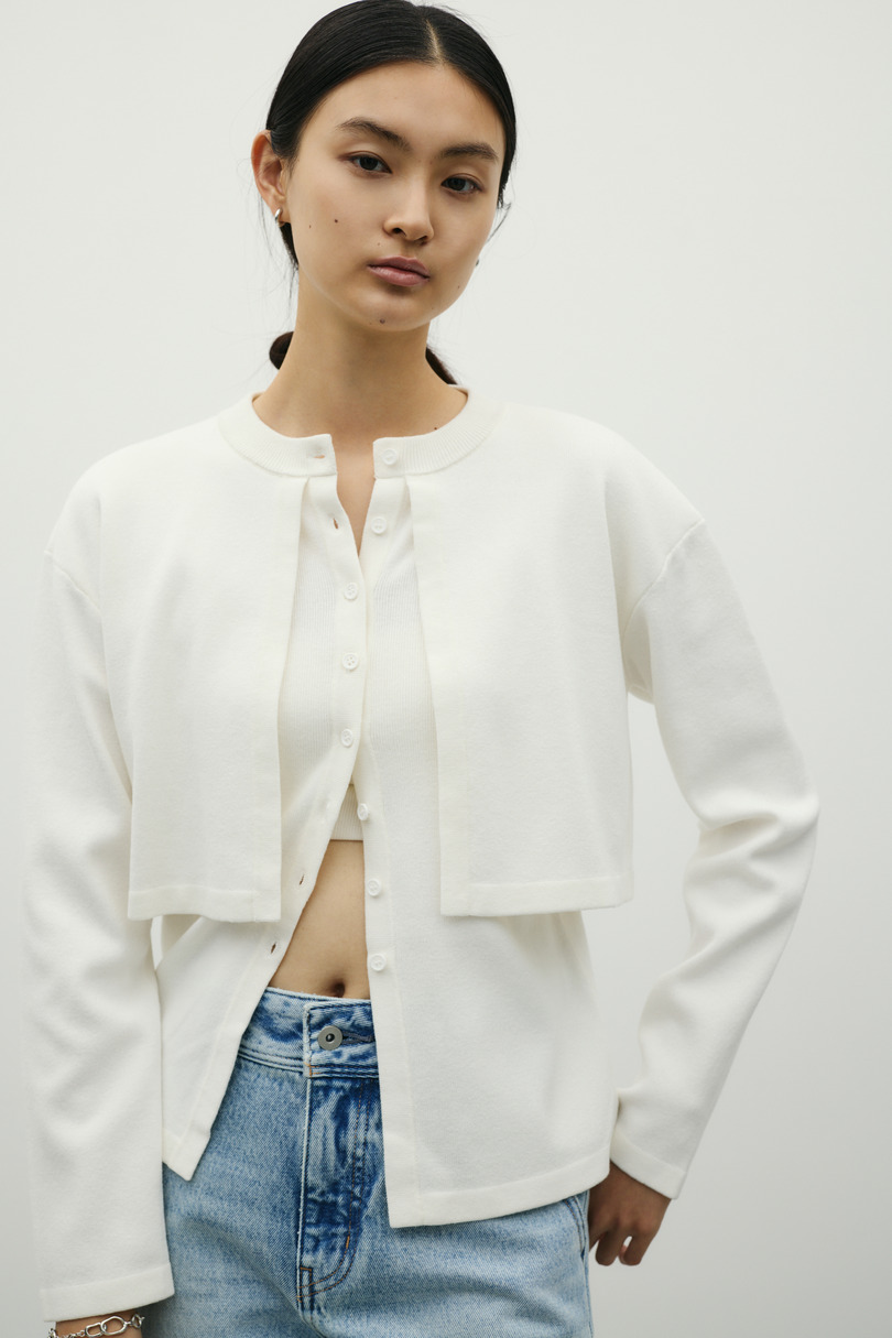 レイヤードニットカーデ 詳細画像 WHT 4