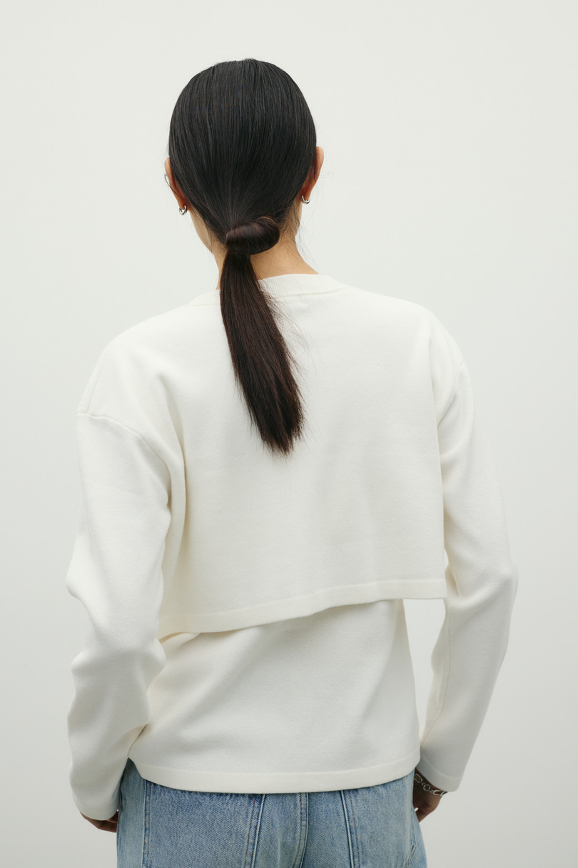 レイヤードニットカーデ 詳細画像 WHT 9