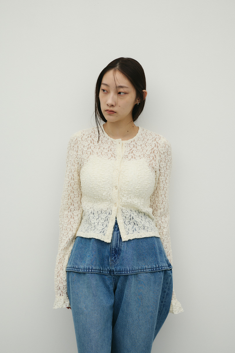 タックショルダーレースカーデ 詳細画像 IVOY 4