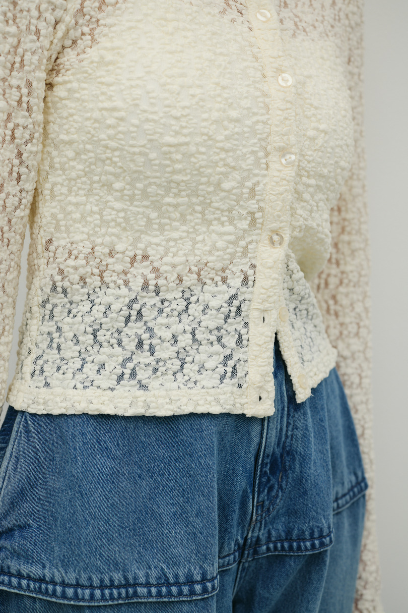 タックショルダーレースカーデ 詳細画像 IVOY 8