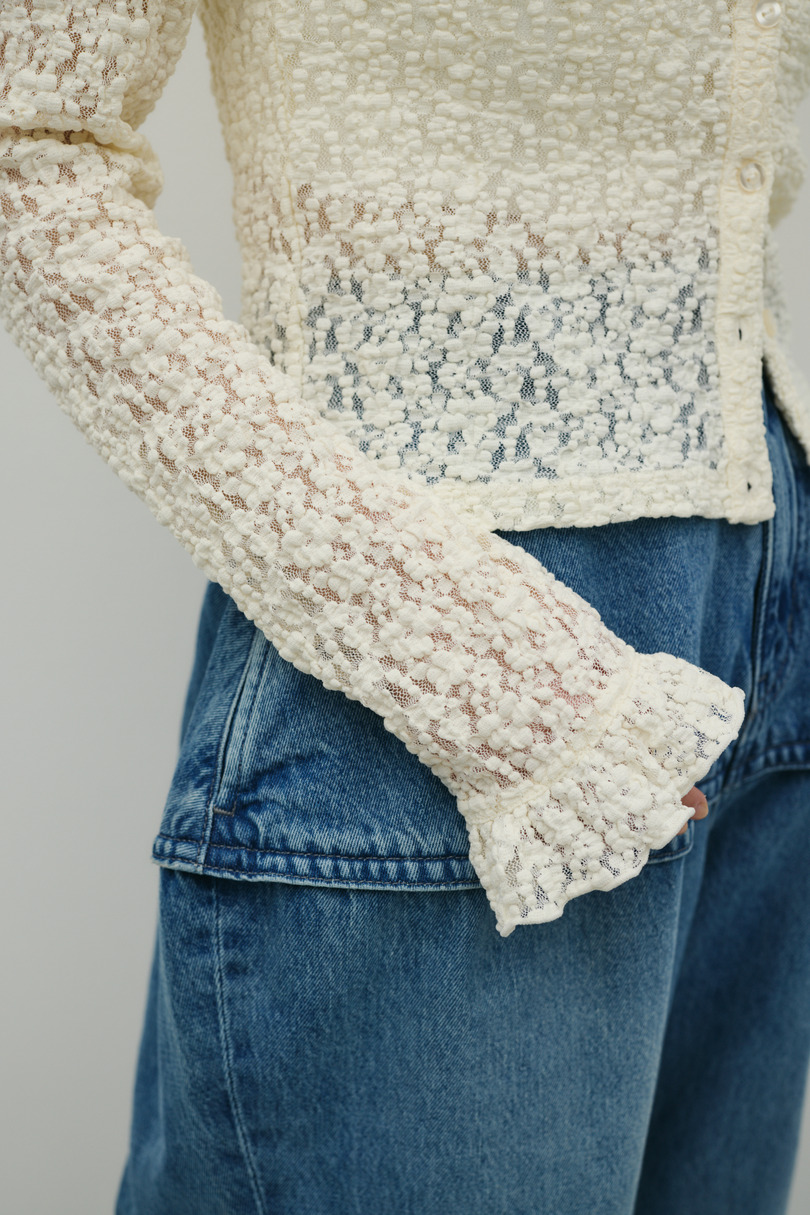 タックショルダーレースカーデ 詳細画像 IVOY 9