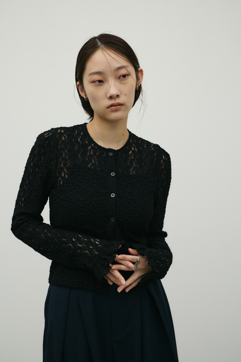 タックショルダーレースカーデ 詳細画像 BLK 6