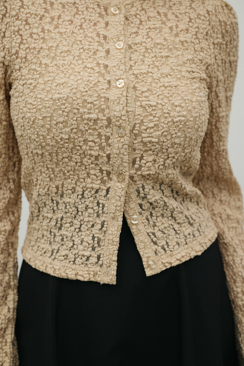 タックショルダーレースカーデ 詳細画像 BEG 7