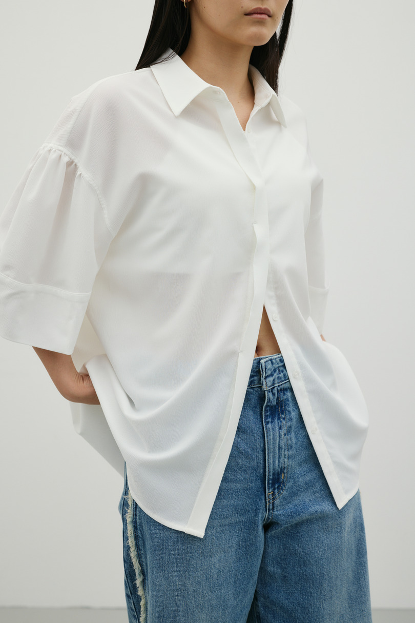 ニュアンスギャザースリーブシャツ 詳細画像 WHT 3