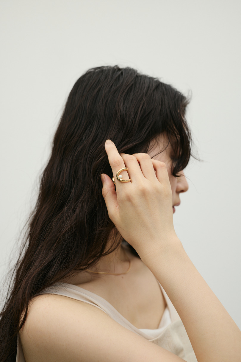イミテーションパールダブルラインリング 詳細画像 GLD 2