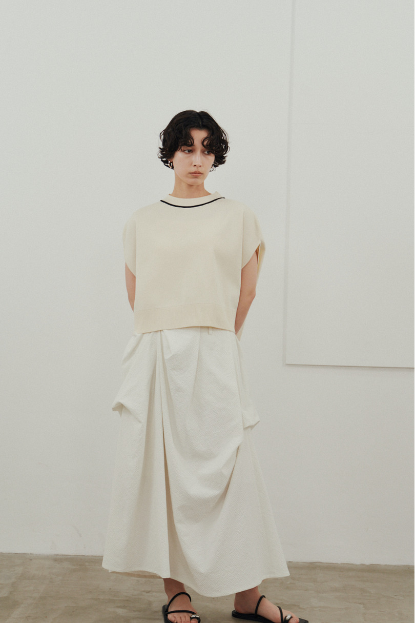 パイピングニットトップ 詳細画像 WHT 2