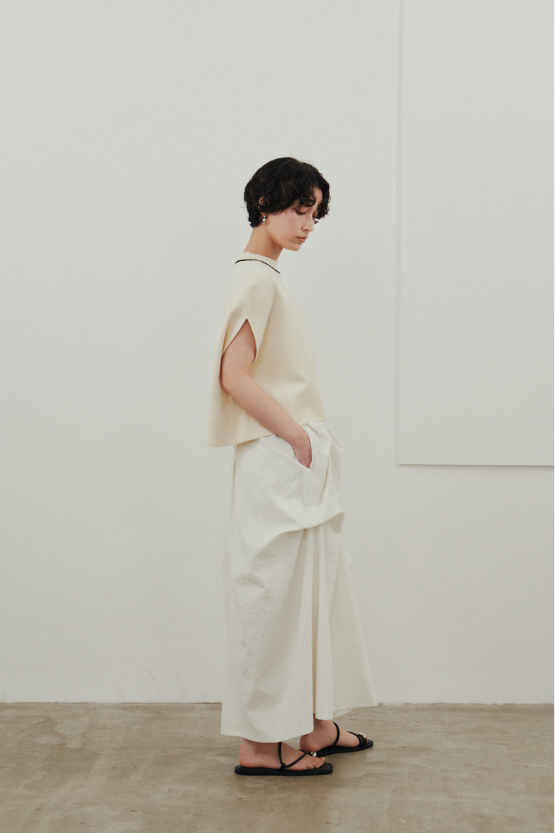 パイピングニットトップ 詳細画像 WHT 3