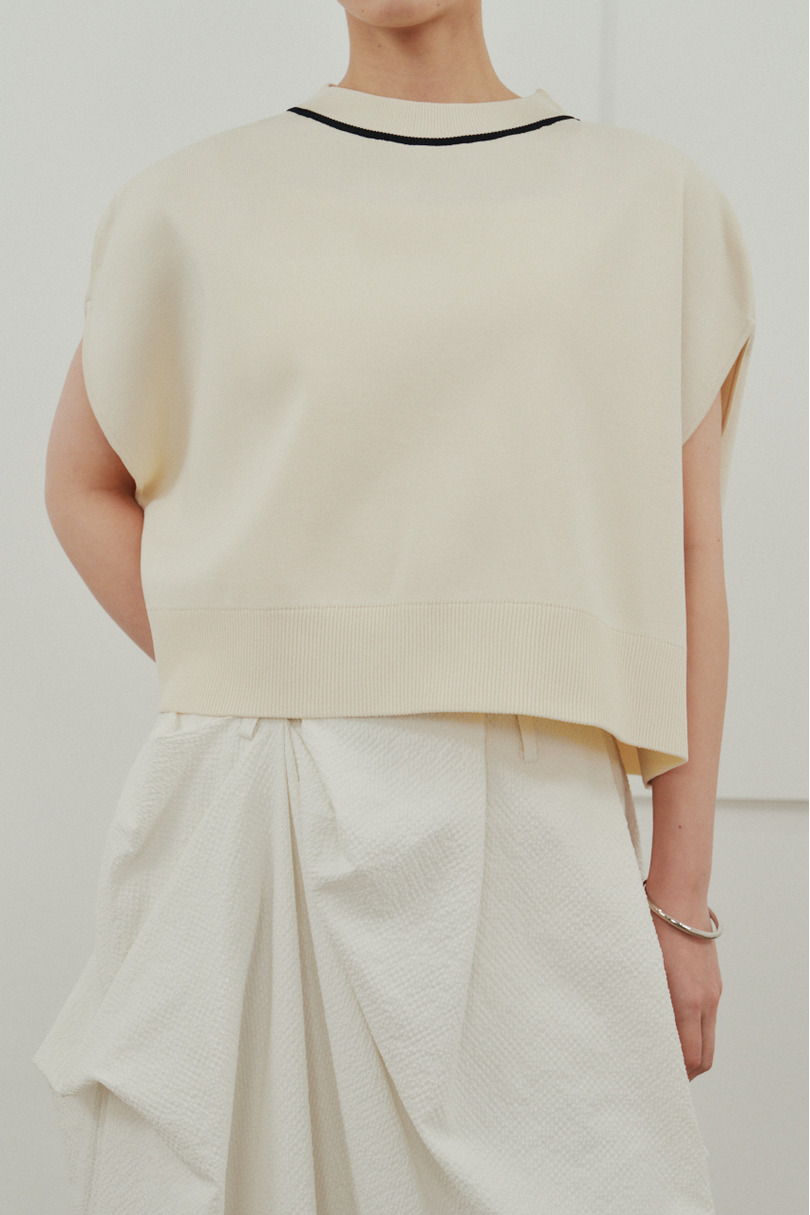 パイピングニットトップ 詳細画像 WHT 6