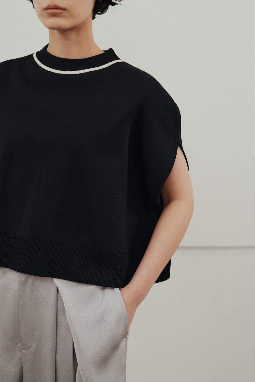 パイピングニットトップ 詳細画像 BLK 7