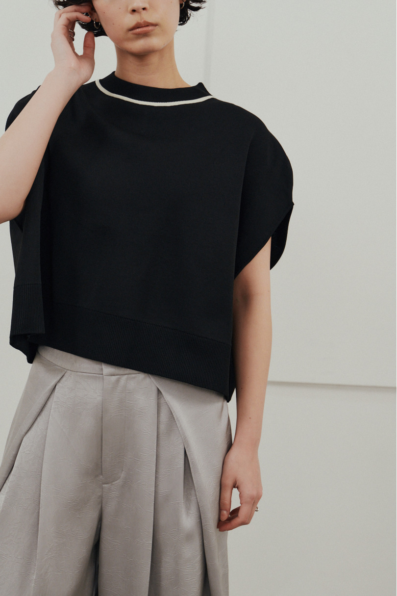 パイピングニットトップ 詳細画像 BLK 8