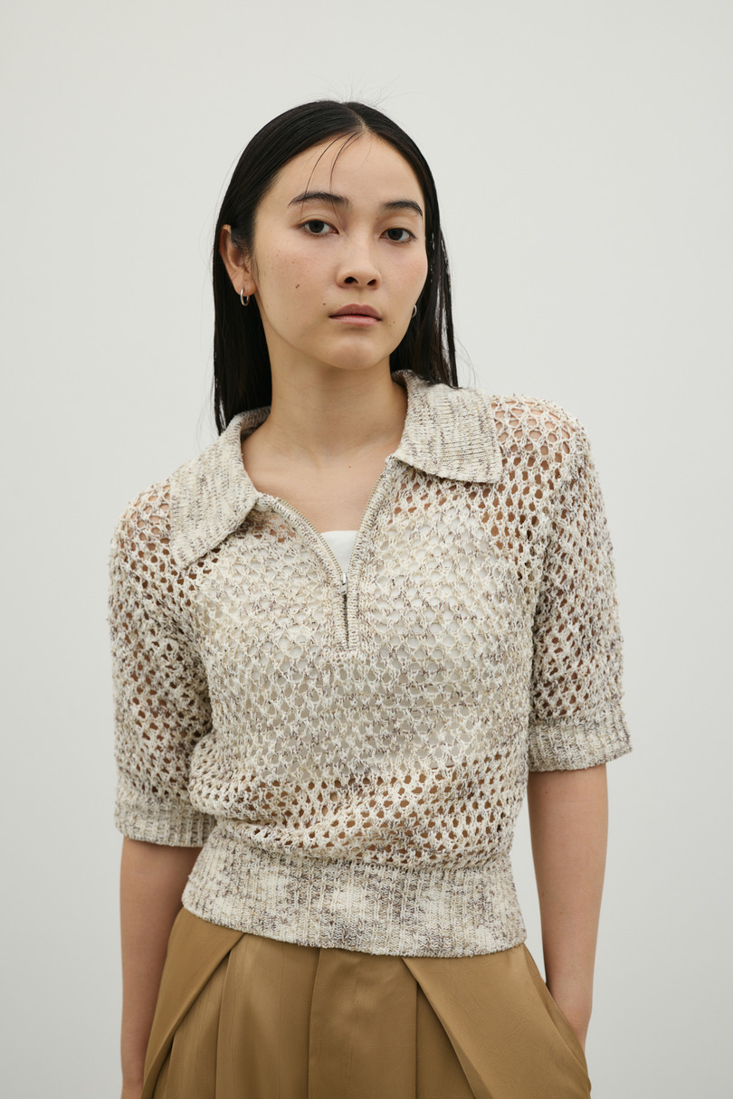 クロシェミックスニットポロ 詳細画像 WHT 2