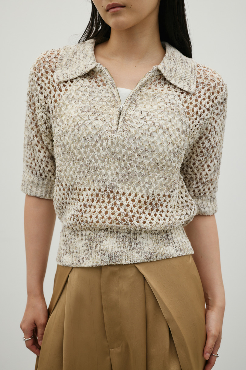 クロシェミックスニットポロ 詳細画像 WHT 3