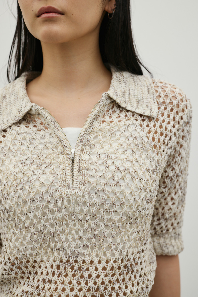 クロシェミックスニットポロ 詳細画像 WHT 4