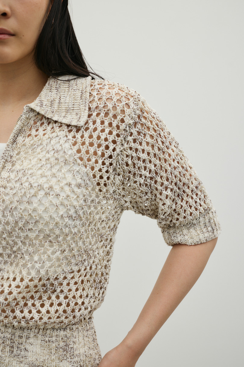 クロシェミックスニットポロ 詳細画像 WHT 5