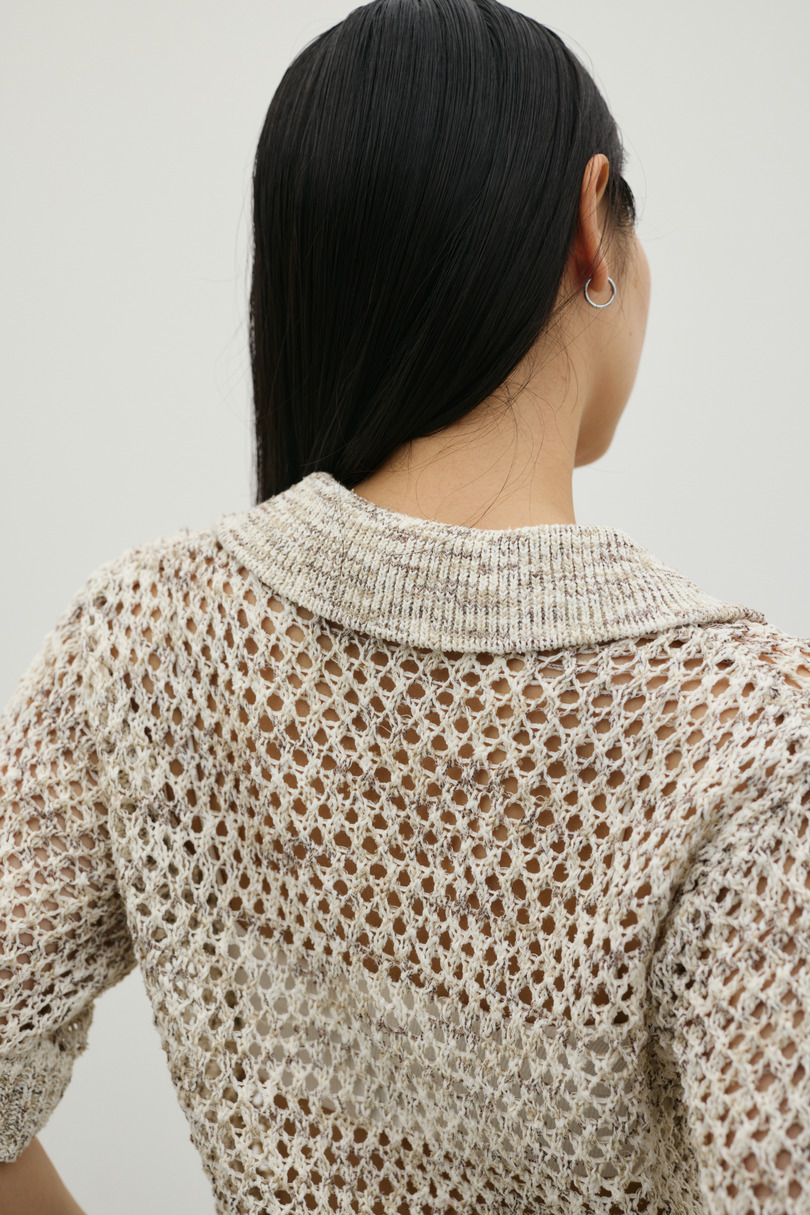 クロシェミックスニットポロ 詳細画像 WHT 8