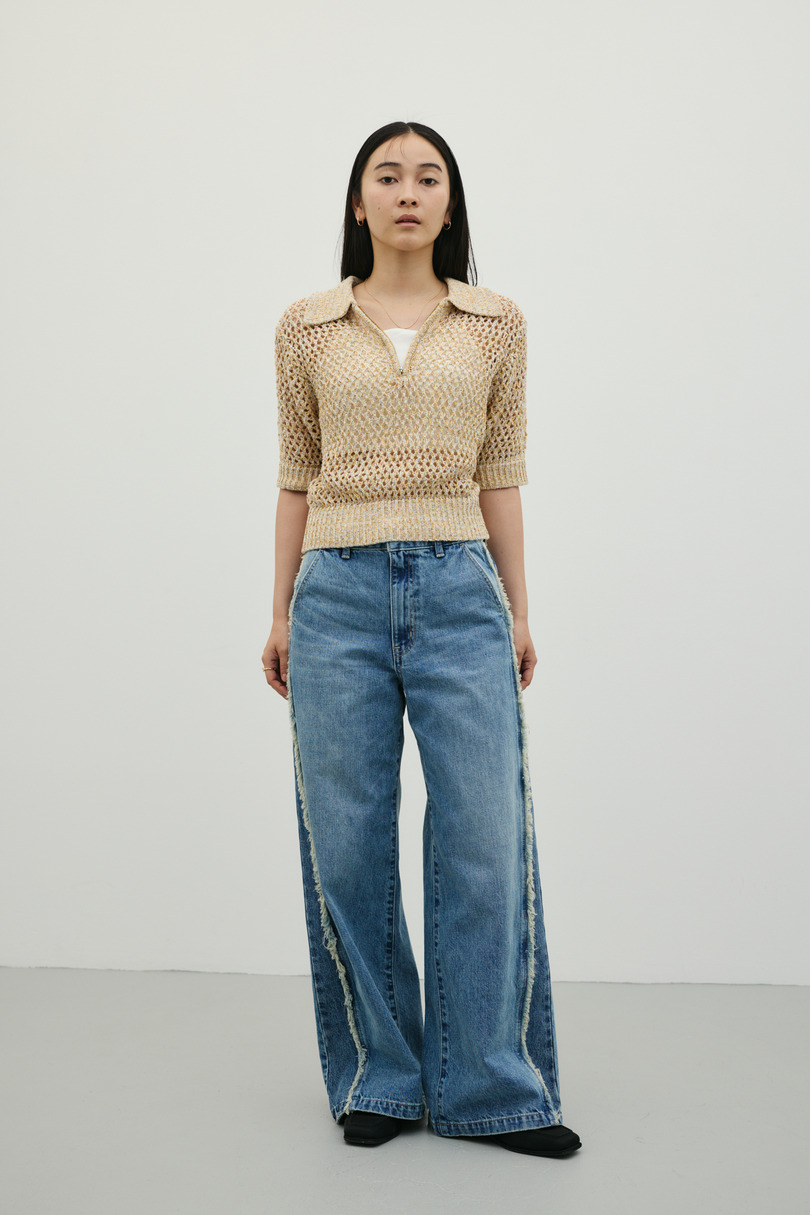 クロシェミックスニットポロ 詳細画像 YEL 2