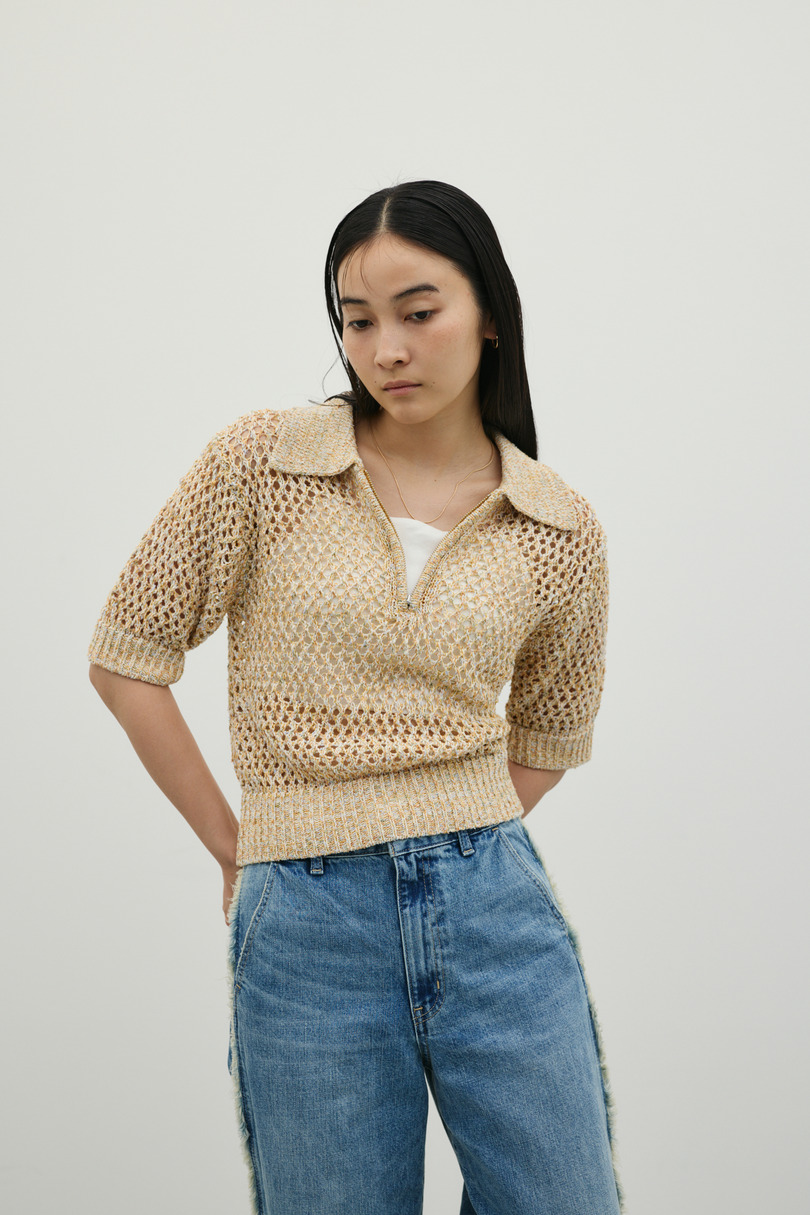 クロシェミックスニットポロ 詳細画像 YEL 3