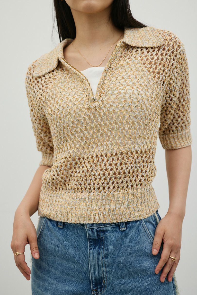 クロシェミックスニットポロ 詳細画像 YEL 4