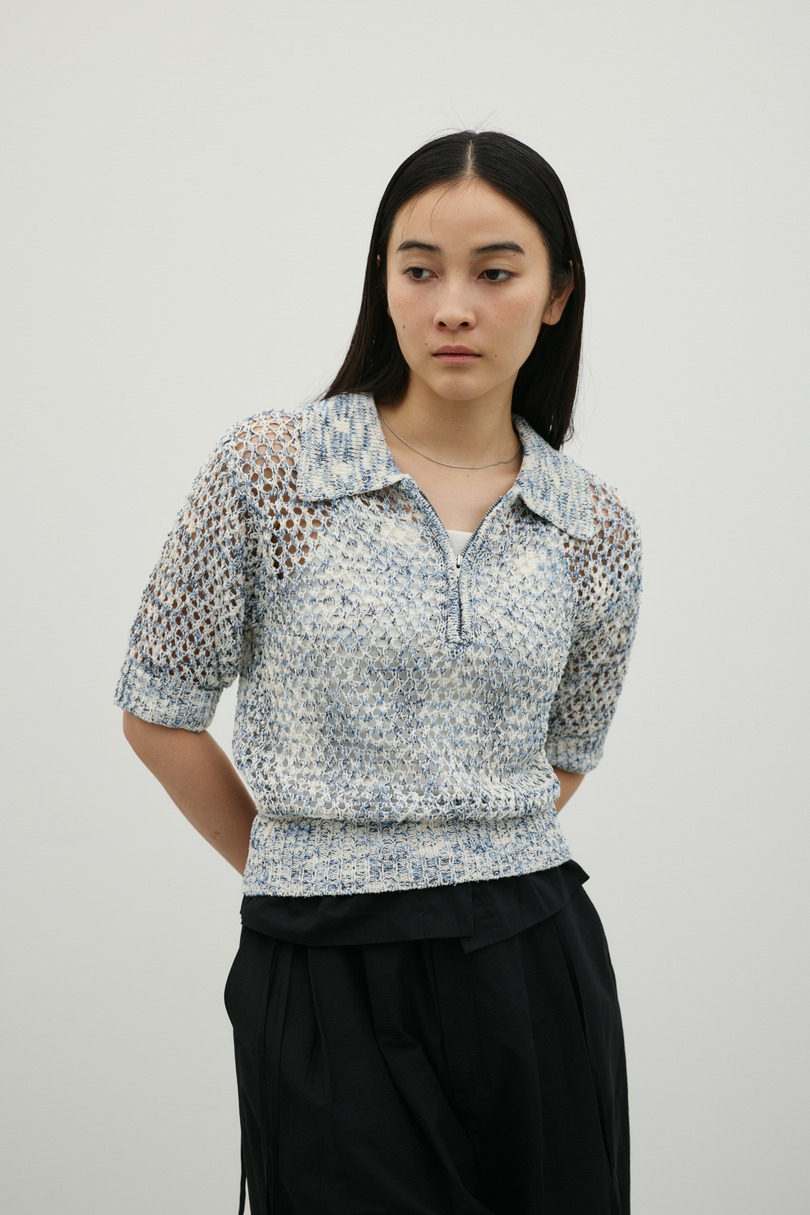 クロシェミックスニットポロ 詳細画像 BLU 4