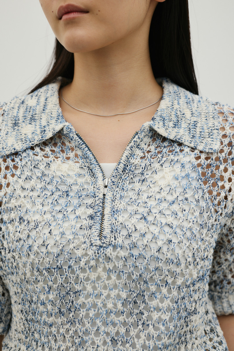 クロシェミックスニットポロ 詳細画像 BLU 5