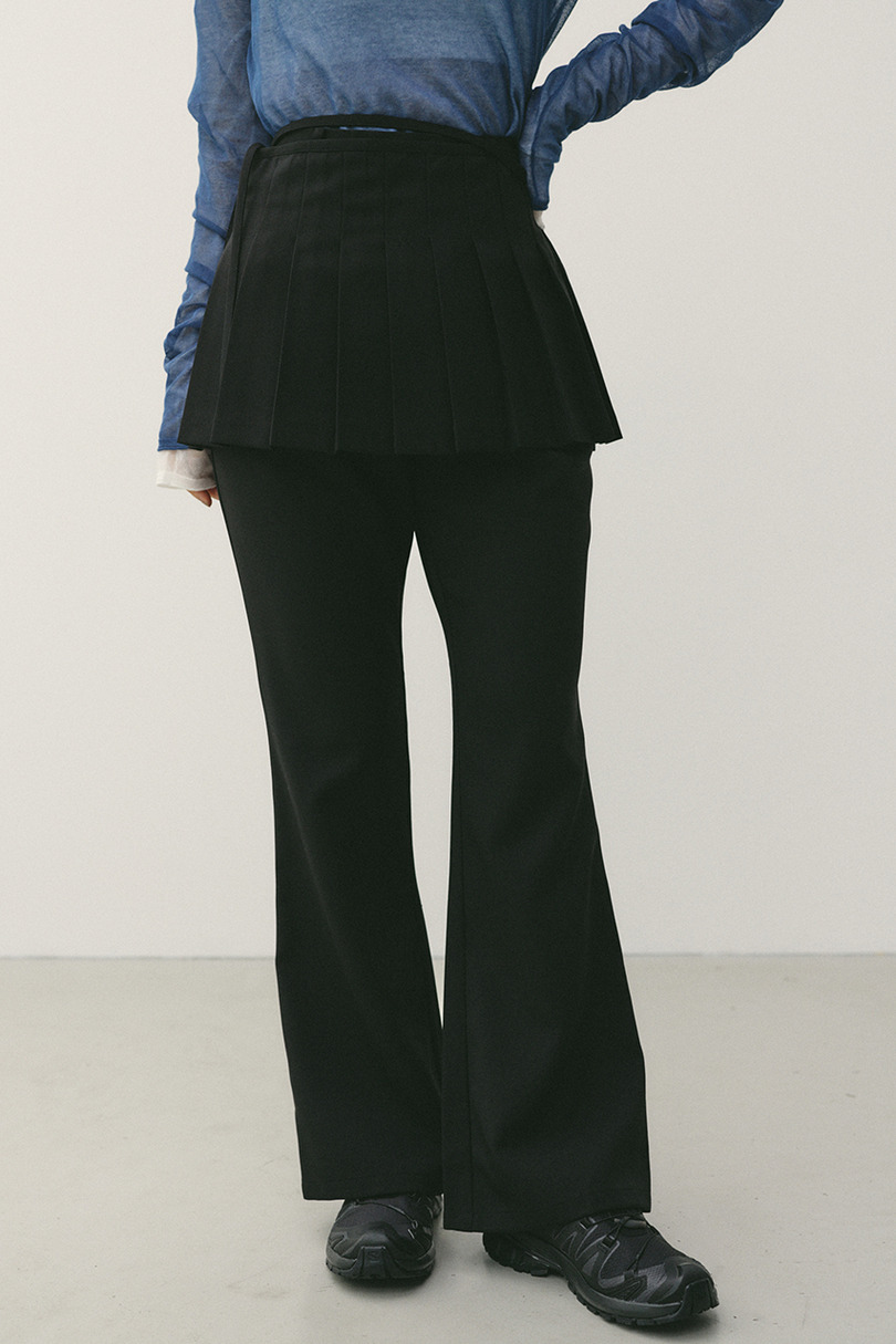 プリーツスカートレイヤードパンツ