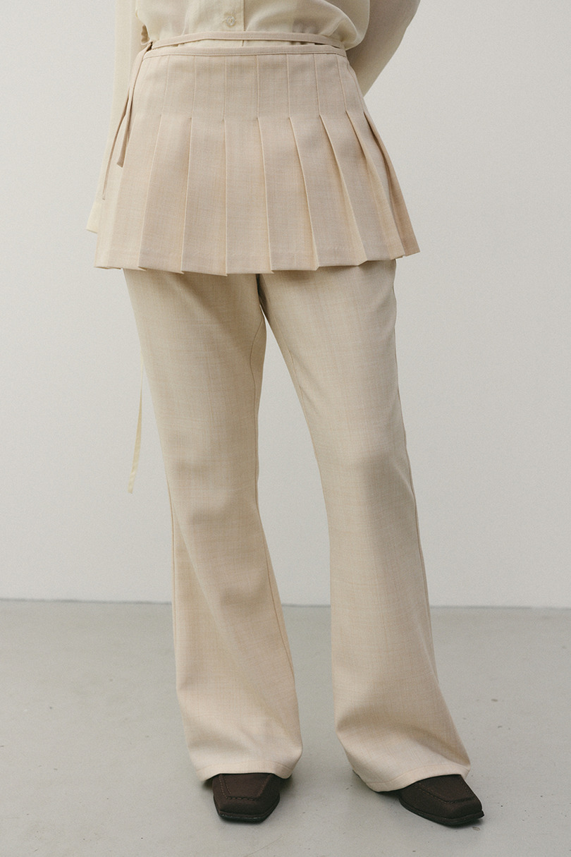 プリーツスカートレイヤードパンツ