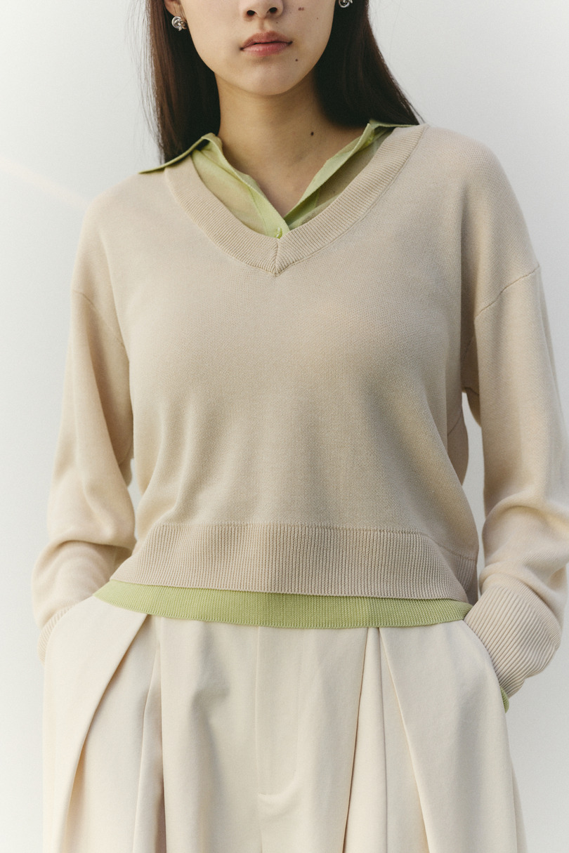 レイヤードポロニットトップ 詳細画像 L/BEG 10