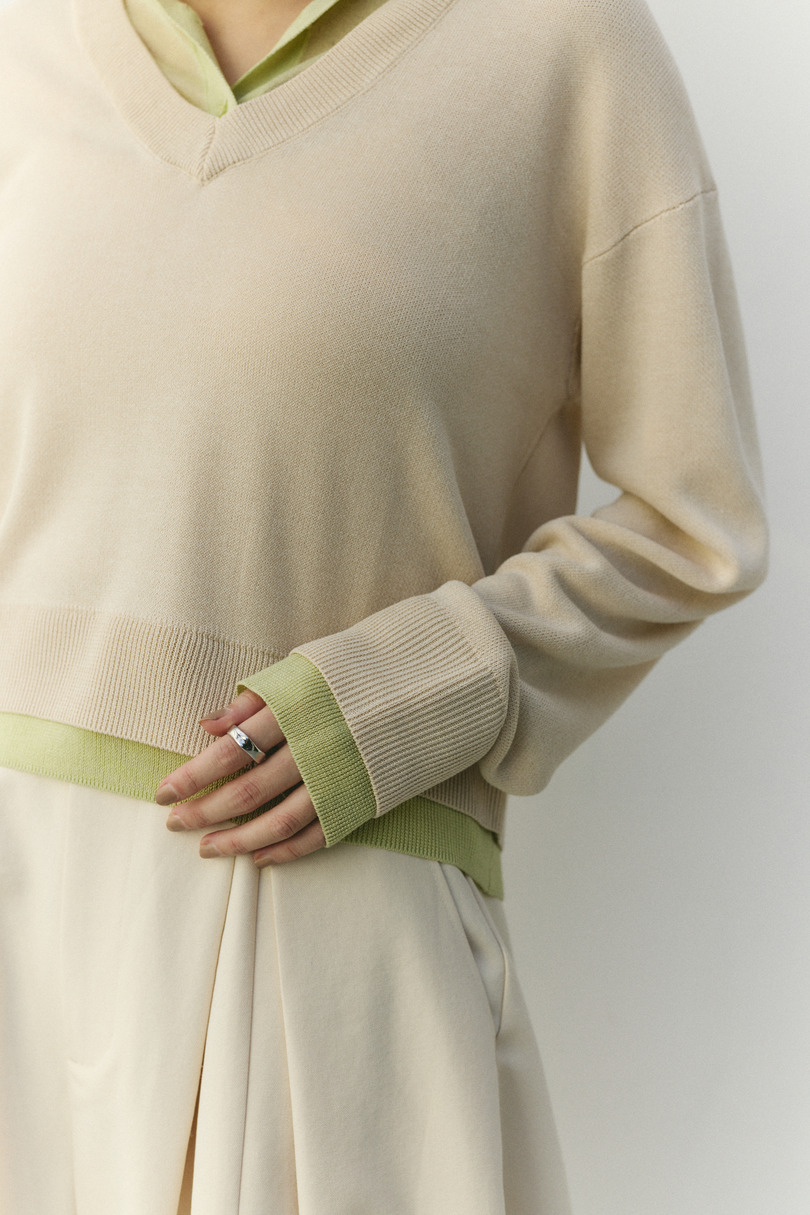 レイヤードポロニットトップ 詳細画像 L/BEG 11