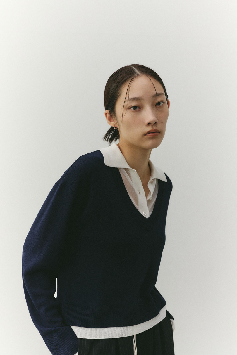 レイヤードポロニットトップ 詳細画像 NVY 10