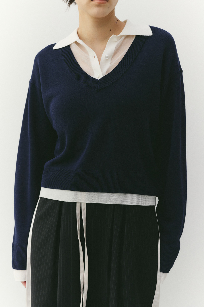 レイヤードポロニットトップ 詳細画像 NVY 11