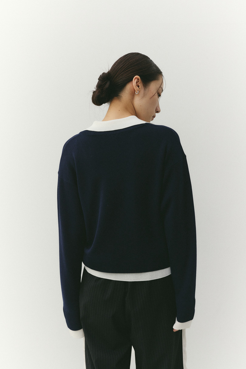 レイヤードポロニットトップ 詳細画像 NVY 15