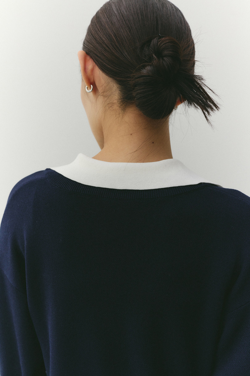 レイヤードポロニットトップ 詳細画像 NVY 16