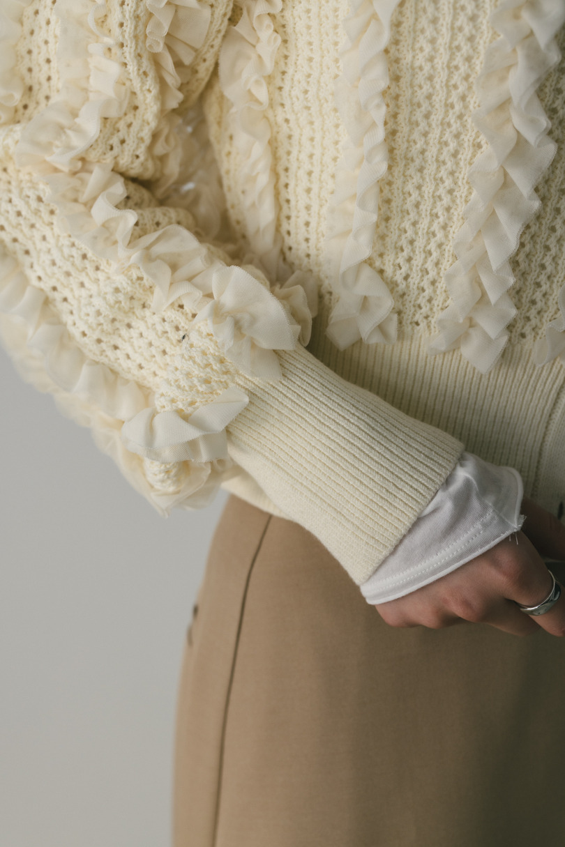 チュールフリルニットカーデ 詳細画像 IVOY 9