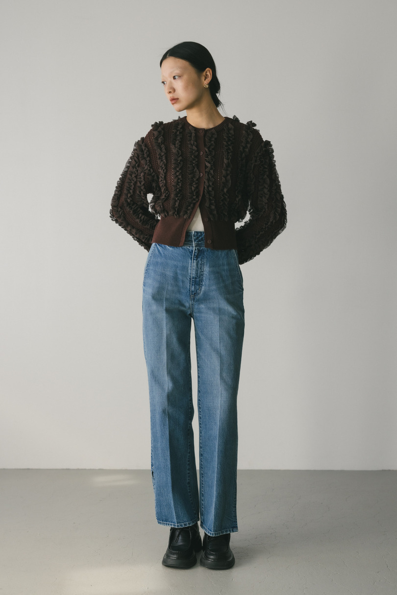 チュールフリルニットカーデ 詳細画像 BRN 2