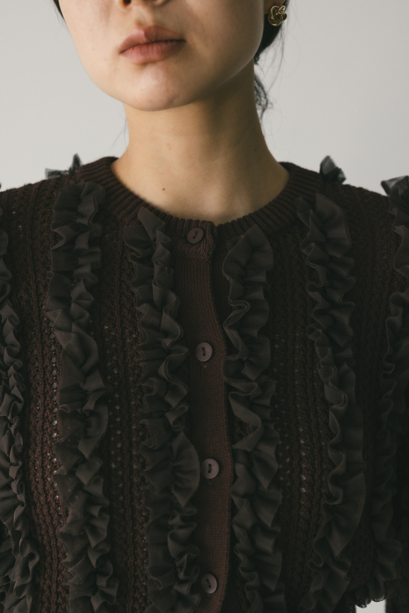 チュールフリルニットカーデ 詳細画像 BRN 5