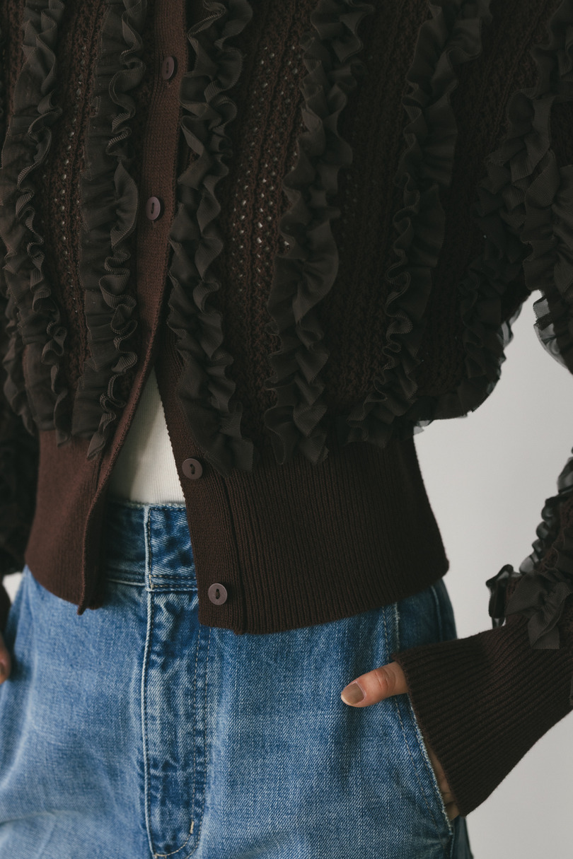 チュールフリルニットカーデ 詳細画像 BRN 6