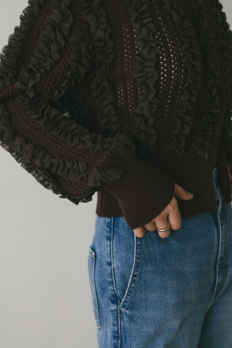 チュールフリルニットカーデ 詳細画像 BRN 7