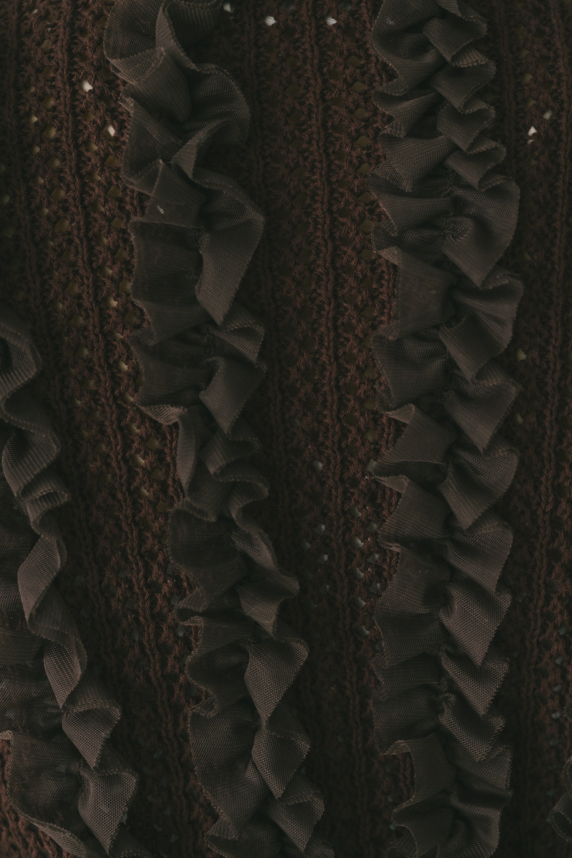 チュールフリルニットカーデ 詳細画像 BRN 9