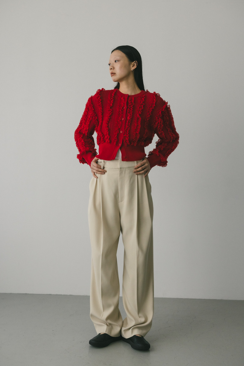 チュールフリルニットカーデ 詳細画像 RED 2