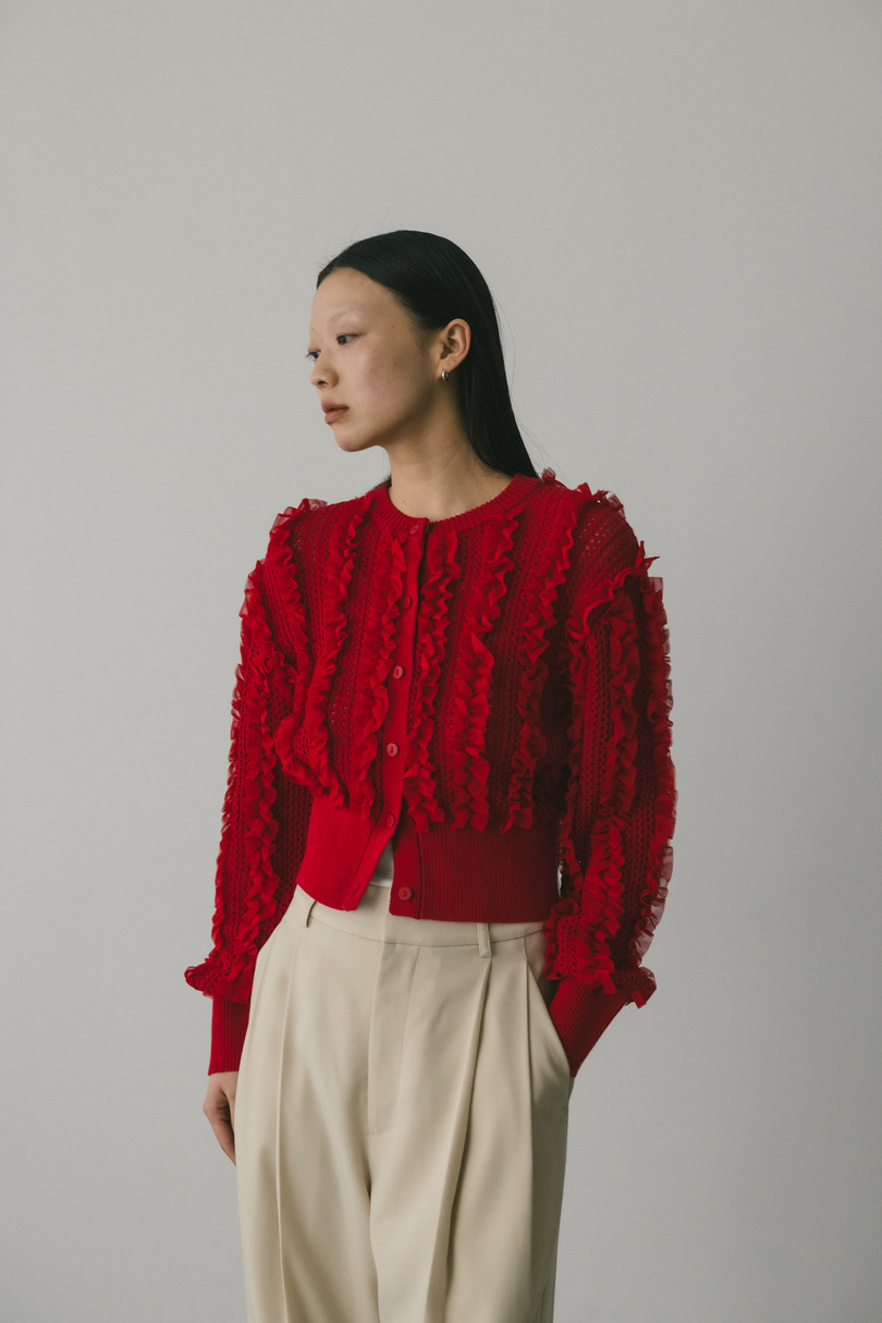 チュールフリルニットカーデ 詳細画像 RED 3